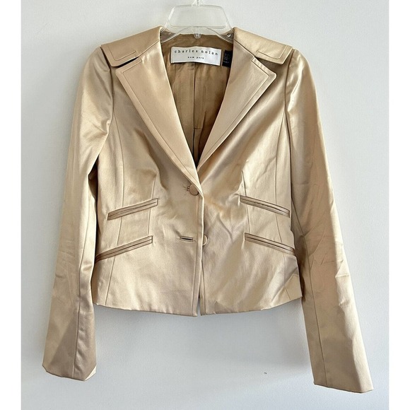 Charles NolanNew York Women's Long Sleeve Two Button Style Blazer Size 6 Gold